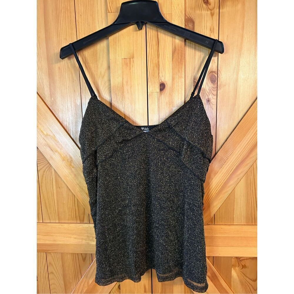 Deb black gold metallic Cami size 2X NWT (0812)